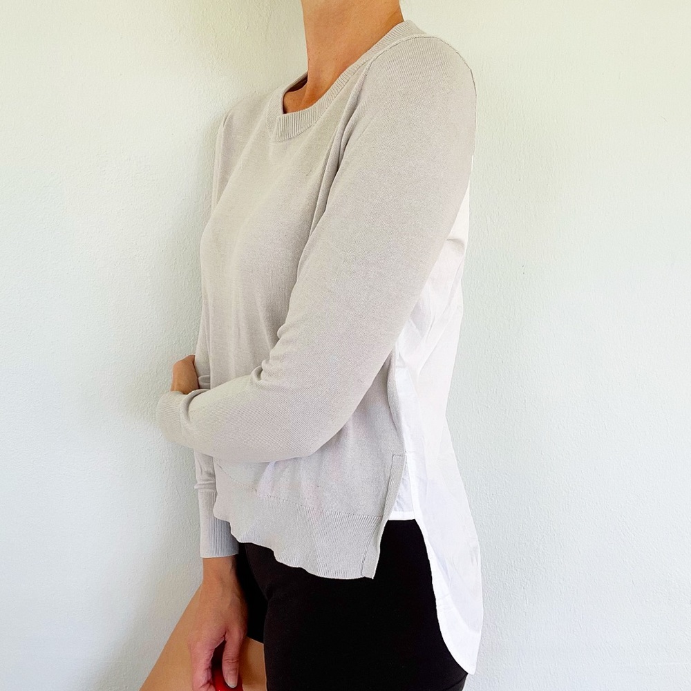 Madewell gray white high low dress shirt sweater combo size small